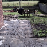 Start of project old slap removal. Shows garden was on several different levels.
